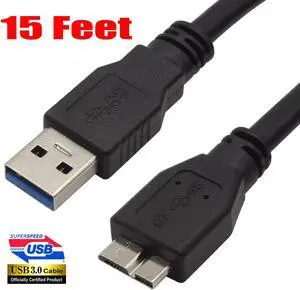 iMBAPrice 15-Feet Long Super Speed 5Gbps USB 3.0 A to Micro B Charger/Data/Sync Cable, Black (U3MC-15BK)