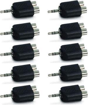 iMBAPrice 2 RCA Female to 1 3.5mm Stereo Adapter [10 Pack]