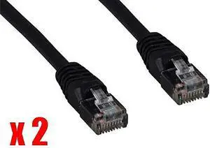 iMBAPrice 25Ft (Pack of 2) CAT5e RJ45 Patch Ethernet Network Cable 25 FT Black For PC, Mac, Laptop, PS2, PS3, XBox, and