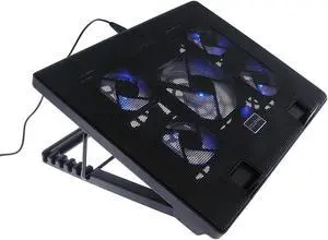 iMBAPrice - Quiet Portable 12" - 17" Laptop Cooler Cooling Pad - Ultra Slim 2xUSB Powered (5 Fans) with Adjustable Heigh