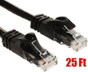 25 Ft (25ft) Cat6 Ethernet Network Patch Cable RJ45 Black