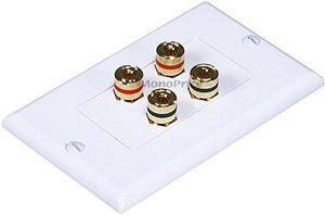 Monoprice Banana Binding Post Two-Piece Inset Wall Plate for 2 Speakers - Coupler Type (3 Pack)