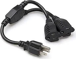 Amamax 14" (Inches) Heavy Duty AC Power Cable Splitter Cable Extender for Vizio TV Monitor/Laptop/Computer/Game Consoles