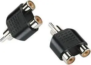 RCA Male to 2 RCA Female Splitter Adapter - Nickel Plated - (3-Pack)