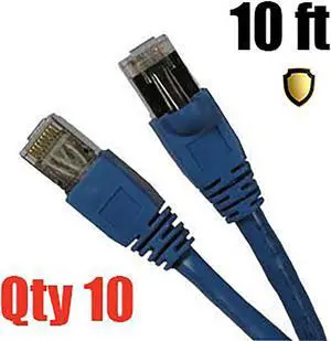 iMBAprice - Pro iMBA Series Patch Cable - Cat6 Shielded Patch Cable Molded Blue - 10 Feet (10 PACK)