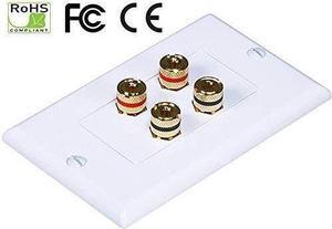 iMBAPrice Premium Banana Wall Plate - 4 Coupler Type Connectors Banana Plug Binding Post Wall Plate for 2 Speakers