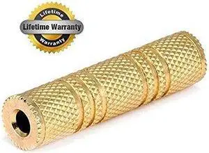 iMBAPrice Premium High Quality Headphone Extender Adapter 3.5 mm STEREO GOLD Plug - (3.5mm) Female to (3.5mm) Female Inline Coupler - Gold Plated - Lifetime Warranty