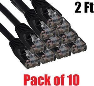 iMBAPrice - (Pack of 10) Premium Pure Copper UL Listed Cat5E Ethernet Cable (2 Feet, Black)