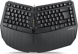 Perixx PERIBOARD-413B US, Wired USB Ergonomic Compact Split Keyboard - 15.75x10.83x2.17 inches TKL Design - Black - US English