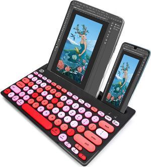 Wireless Keyboard Multi-Device, Bluetooth And 2.4G Dual Mode, Switch To 3 Devices For Cellphone, Tablet, Pc, Smart Tv, Ios Android Windows, Black Pink