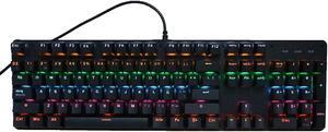 eboxer-1 Gaming Keyboard, USB Wired Keyboard with RGB Rainbow Backlit, 104?Key Spanish Keyboard with Ñ, Mechanical Keyboard with Blue Switch, for Desktop Notebook
