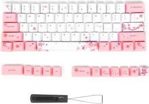 73PCs Sublimation Keycaps PBT Mechanical Keyboard Accessory PC Parts with Cute Pattern,Universal for Mechanical Keyboard(6064 Blossom)