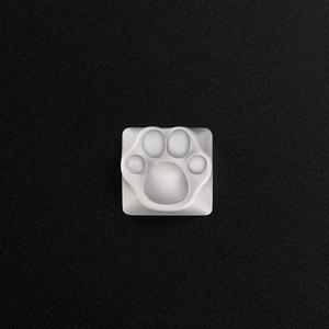 Custom Gaming Keycaps Machinery Keyboard keycaps Cat paw Shape Aluminum Alloy Base for ESC Key, Cat Claw for Cute Keyboard(White/Transparent)
