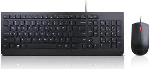 Lenovo Essential Wired Combo Keyboard & Mouse Combo, Black