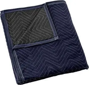Sure-Max Moving & Packing Blanket - Pro Economy - 80" x 72" (35 lb/dz weight) - Professional Quilted Shipping Furniture Pad Navy Blue and Black - 1 Blanket