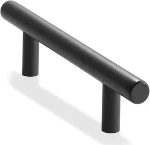 Cauldham Solid Stainless Steel Euro Cabinet Pull Matte Black (3-3/4" Hole Centers) - 10 Pack