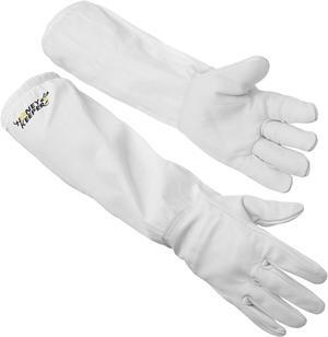 Honey Keeper Beekeeping Gloves, Large - Goatskin Leather with Canvas Sleeve and Elastic Cuff