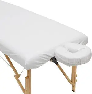 Saloniture 2-Piece Waterproof Massage Table Sheet Set - Includes Machine Washable Fitted Sheet and Face Cradle Cover - White Saloniture 2-Piece Waterproof Massage Table Sheet Set - Includes Machine Washable Fitted Sheet and Face Cradle Cover - White