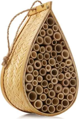 Honey Keeper Mason Bee House, Natural Bamboo Teardrop Bee Hive