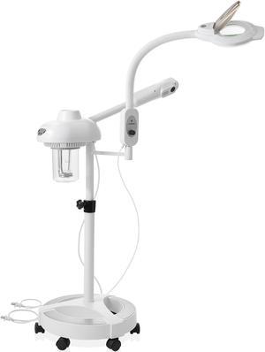 Saloniture Professional Ionic Facial Steamer with LED Magnifying Lamp - Ozone Facial Steamer with Rolling Base for Esthetician Spa and Salon