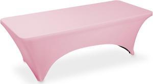 Lann's Linens - 8' Fitted Stretch Tablecloth for 96" x 30" Rectangular Table - Wedding / Banquet / Trade Show - Spandex Cloth Fabric Cover - Pink