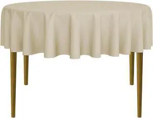 Lann's Linens - 5 Premium 70" Round Tablecloths for Wedding/Banquet/Restaurant - Polyester Fabric Table Cloths - Beige
