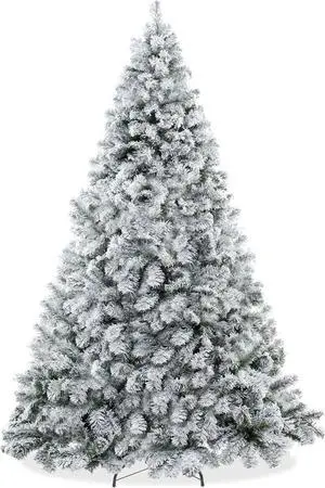 Casafield 6FT Realistic Snow-Flocked Pine Artificial Holiday Christmas Tree with Sturdy Metal Stand