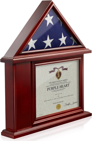Reminded Flag Case and Certificate Display, Military Shadow Box Frame fits 3' x 5' Flag, Solid Wood Cherry Finish Reminded Flag Case and Certificate Display, Military Shadow Box Frame fits 3' x 5' Flag, Solid Wood Cherry Finish