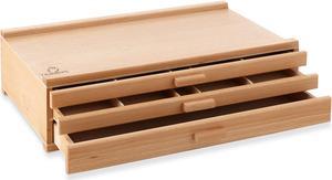 7 Elements 3 Drawer Wooden Artist Storage Supply Box for Pastels, Pencils, Pens, Markers, Brushes and Tools