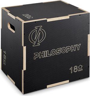 Philosophy Gym 3 in 1 Non-Slip Wood Plyo Box, 20" x 18" x 16", Black, Jump Plyometric Box for Training and Conditioning