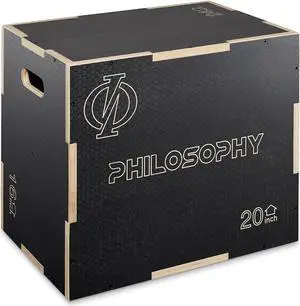 Philosophy Gym 3 in 1 Non-Slip Wood Plyo Box, 24" x 20" x 16", Black, Jump Plyometric Box for Training and Conditioning