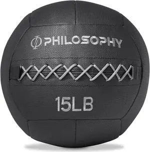 Philosophy Gym Wall Ball, 15 LB - Soft Shell Weighted Medicine Ball with Non-Slip Grip