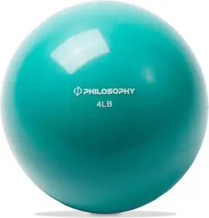 Philosophy Gym Toning Ball, 4 LB, Teal - Soft Weighted Mini Medicine Ball