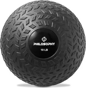 Philosophy Gym Slam Ball, 10 LB - Weighted Fitness Medicine Ball with Easy Grip Tread
