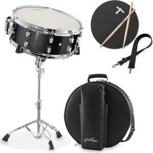 Snare Drum by GRIFFIN | 14 x 5.5 Black Hickory PVC & Coated Head on  Poplar Wood Shell | Acoustic Marching Percussion Instrument Set, Drummers  Key, 8