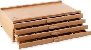 7 Elements 4 Drawer Wooden Artist Storage Supply Box for Pastels, Pencils, Pens, Markers, Brushes and Tools