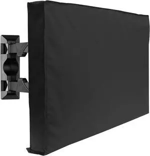 Mount Factory Outdoor TV Cover - 32" Model For 30" - 34" Flat Screens - Slim Fit - Weatherproof Weather Dust Resistant Television Protector - Black