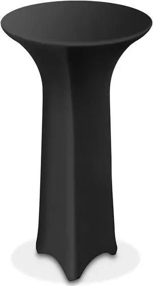 Lann's Linens - 30" Round Highboy Cocktail Table Cover, Stretch Spandex Fitted Tablecloth - Black