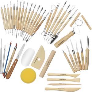 7 Elements 42-Piece Pottery, Clay and Sculpting Tool Set, Complete Kit for Modeling, Carving, and Ceramics