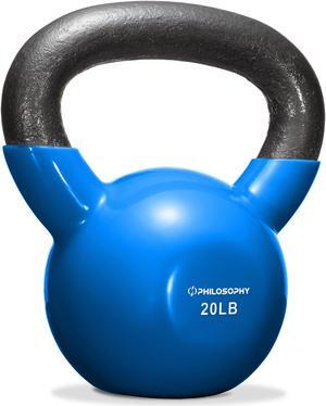 Philosophy Gym Vinyl Coated Cast Iron Kettlebell Weight 20 lbs - Blue