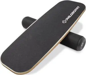 Philosophy Gym Balance Board - Wooden Balance Trainer with Adjustable Stoppers