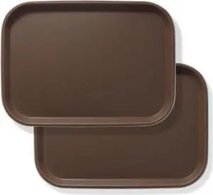 Jubilee 10" x 14" Rectangular Restaurant Serving Trays (Set of 2), Brown - NSF Certified Non-Slip Food Service Tray