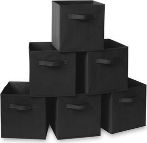 Casafield Set of 6 Collapsible Fabric Cube Storage Bins, Black - 11" Foldable Cloth Baskets for Shelves, Cubby Organizers & More