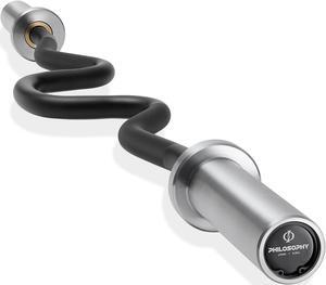 Philosophy Gym 47" Super Curl Olympic Barbell -8.8KG 25mm Grip 400LB Capacity 4 Needle Bearing 2" Weightlifting Bar