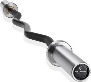 Philosophy Gym 47" EZ Curl Olympic Barbell - 8.5KG 25mm Grip 400LB Capacity 4 Needle Bearing 2" Weightlifting Bar
