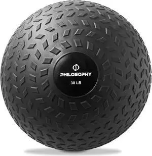 Philosophy Gym Slam Ball, 30 LB - Weighted Fitness Medicine Ball with Easy Grip Tread
