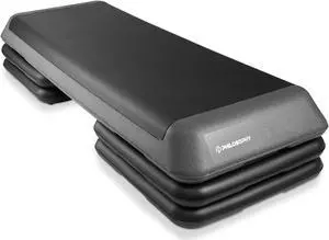 Philosophy Gym Aerobic Exercise Adjustable Step Platform, Health Club Size, with 4 Risers - Gray