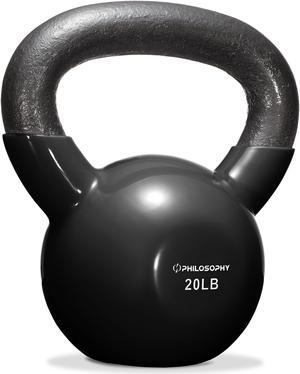 Philosophy Gym Vinyl Coated Cast Iron Kettlebell Weight 20 lbs - Black