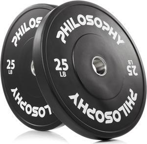 Philosophy Gym Set of 2 Olympic 2-Inch Rubber Bumper Plates (25 LB each) Black