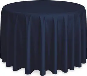 Lann's Linens - 108" Round Premium Tablecloth for Wedding / Banquet / Restaurant - Polyester Fabric Table Cloth - Navy Blue